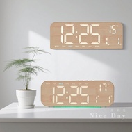 Nice Day Wood Grain Electronic Clock Wooden Alarm Desk Bedside Student Dormitory Room Simple Alarm C