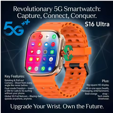 Original S16 Ultra Smartwatch 5G LTE Android 15.0 Smart Watch New With Fingerprint Unlocking Facial 