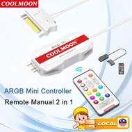 CoolMoon ARGB Mini Remote Controller 5V3Pin Sata PC Casing Fan ARGB Light Strip ARGB 4 way Extension
