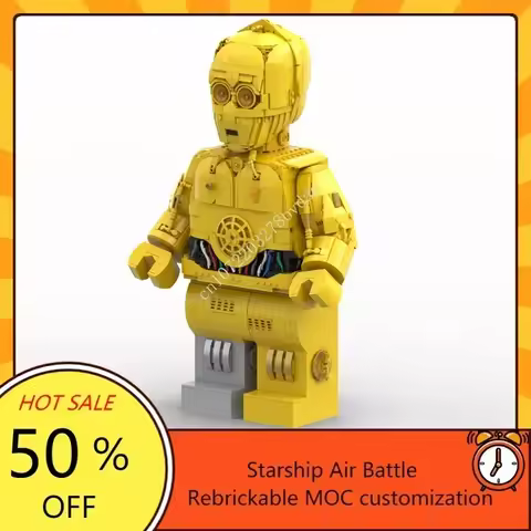 MOC Space Battle Helmet Series C-3PO megafigure Model Custom Puzzle Technology DIY Creative Assembly