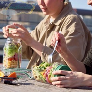 MALCOLM Leakproof Salad Jar, Plastic with Side Opening Salad Container, Salad Box Transparent Portab