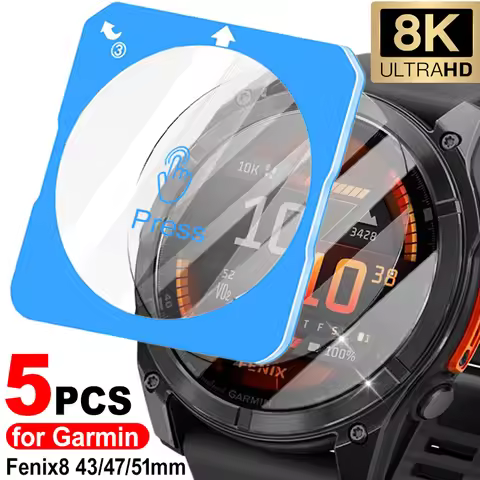 HD Tempered Glass for Garmin Fenix 8 43/47/51mm Solar AMOLED Screen Protector Glass Easy To Install 