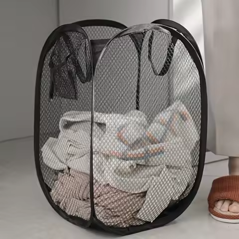 Mesh Pop-up Laundry Basket, Laundry Basket, Foldable Dirty Clothes Storage Basket, Large Capacity St