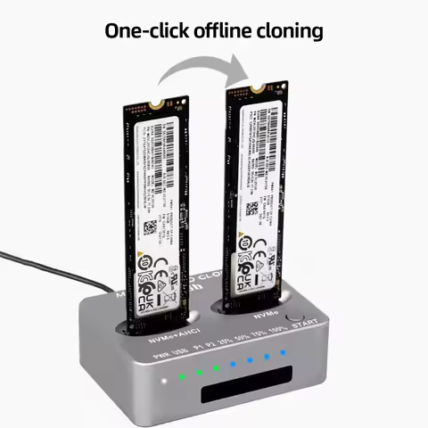 Dual-Bay M.2 NVME SSD Clone Gen2X 20Gbps Docking Station USB3.2 Type C External Hard Disk Box M.2 M3