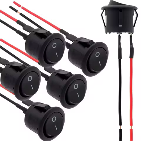 6Pcs Mini Rocker Switch 12 Volt ON Off Toggle Switch with Pre-Wired 6A/250V 10A/125V AC 12V DC Elect