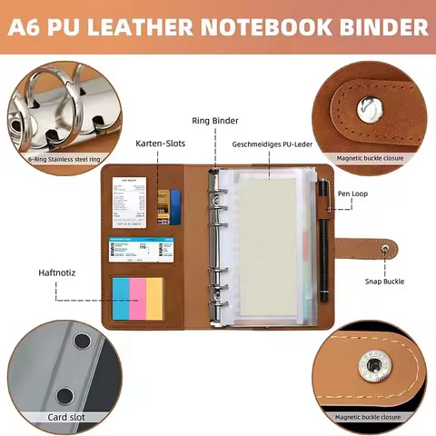 28 Pieces A6 Ring Binder Notebook, Budget Planner, 6 Holes Budget Binder With Binder Pockets, Budget