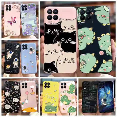 For Realme 8 4G Case Realme 8i Cute Dinosaur Cartoon Cover Soft Silicone Phone Case For Realme 8 Pro