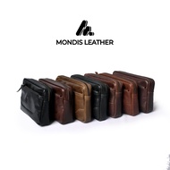 Mondis Elegant Men's Handbag Made of Premium Cowhide Hazel Coffee Color