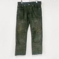 Levi's 505 燈芯絨長褲，拉鍊門襟，綠色，尺寸 W34（古著）