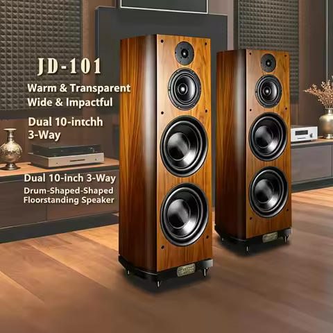 Dual 10 Inch Floorstanding Speakers 3-Way Passive Tower Speakers HiFi Audiophile Heavy Bass Home The