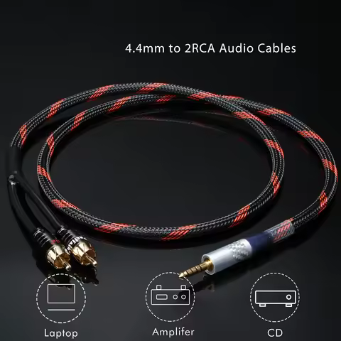 Hifi audio 4.4mm to 2 RCA Upgraded Cable 4.4 balance audio extension interconnect cable