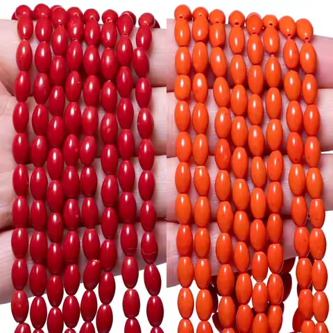 Red/Yellow Color Coral Rice Beads 4x8mm High Quality Seed Beads for Jewelry Making Handmade DIY Clot