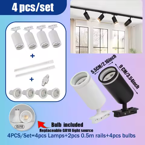 GU10 Track Light Rail 110V LED Light Bulbs Spot Lights Spotlight Clothing Store Shop Home Kitchen Tr