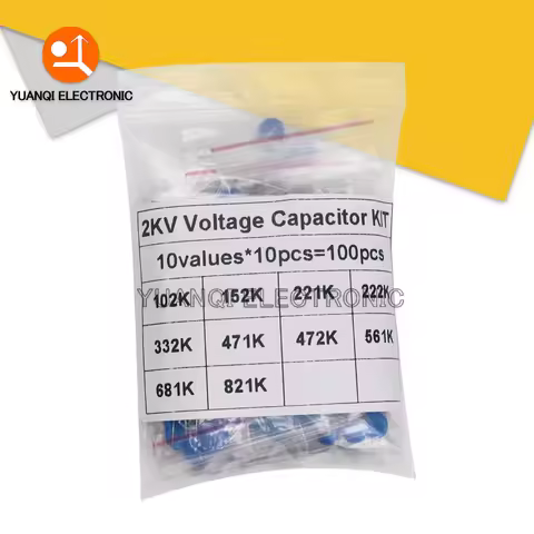 100pcs 2KV High Voltage Ceramic Capacitor Assortment Kit 2000V 220PF 470PF 560PF 680PF 820PF 1NF 1.5