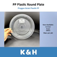 Pinggan Plastik Pakai Buang / Disposable PP Plastic Round Plate/ Party Plate - 6.5 Inch/ 9 Inch / 10