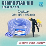 SELANG AIR DAN SEMPROTAN AIR SERAT BENANG TRANSPARAN 1/2 5/8 3/4 INCH / SELANG AIR SEPAKET 5 METER