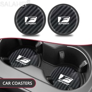 2pc Car Water Cup Coaster Carbon Fiber Pattern Anti Slip Insert Coasters For Lexus F SPORT GS IS LS5