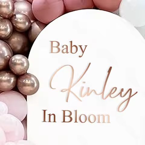 Baby in Bloom Sign Sticker Large Rose Gold Vinyl Custom in Bloom Sign Decal for Baby Shower Gender R