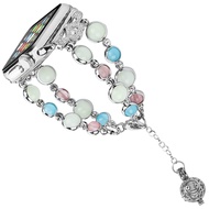 JANSIN Luminous สายนาฬิกาลูกปัดสำหรับสายคาด Apple Watch 7 41mm Series 6 5 4 se 3 2 1 44mm 42mm ผู้หญ