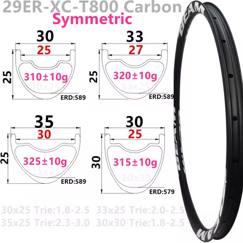 [CBZ29XCSL-MTB] Symmetric 310g 30x25mm 30x30mm 35x25mm 36x30mm 33x25mm 29er mtb wheel HooklessTubele