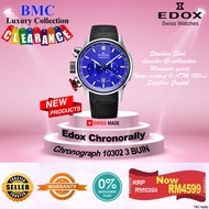 Edox Men's 10302 3 BUIN Chronorally Analog Display Swiss Quartz Black Watch NEW