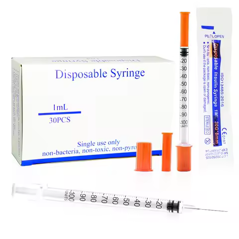 30Pcs/Box All Size 0.3ml 0.5ml 1ml insulin Syringe With Needle Disopable Sterile individually Packed