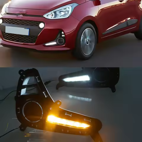 CSCSNL 1 Pair DRL with turn signal 12V LED Car DRL Daytime running lights fog lamp For Hyundai Grand