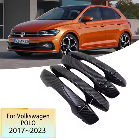 Carbon Fiber Door Handle 3D Stickers for Volkswagen VW POLO MK6 AW BZ 2017~2023 2018 2019 2022 Car E