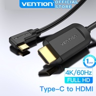 Vention 4K UHD Type-C to HDMI Cable USB C to 4K HDMI Cable Right Angle (Thunderbolt 3 Compatible)for