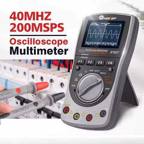 ET827 40MHz Digital Oscilloscope Multimeter 6000 Counts True RMS 200Msps/S AC DC Voltage for Electro