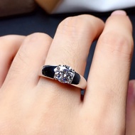 Trendy Men's Ring Pt950 Platinum Plated Simulation Diamond Ring 2 Carat Moissanite Ring Men's Weddin