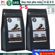 1kg cà phê D55 bột pha máy Espresso ( 50% Robusta + 50% Arabica ) rang medium thương hiệu cà phê ran