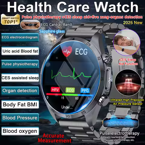 2025 NEW For Health Pulse Therapy Smart Watch ECG+PPG Blood Fats Uric Acid BT Call Sports CES Sleep