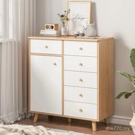Cabinet Locking Bedroom Solid Wood Leg Storage Cabinet Five Drawers Nordic Entry Cabinet Combination