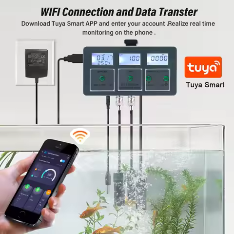 8in1 WiFi Online Water Quality Monitor PH ORP TDS EC Salt S.G Temp CF Meter Tuya APP Aquarium Contro