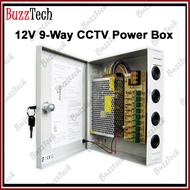 BuzzTech 12V 9-Way CCTV Power Box Power Supply Distribution Panel DC Power  9 Channel Outputs (12V 1