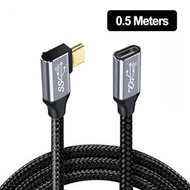 0.5M 直角 USB-C Type-C  公對母 延長線 數據線 100W 10Gbps