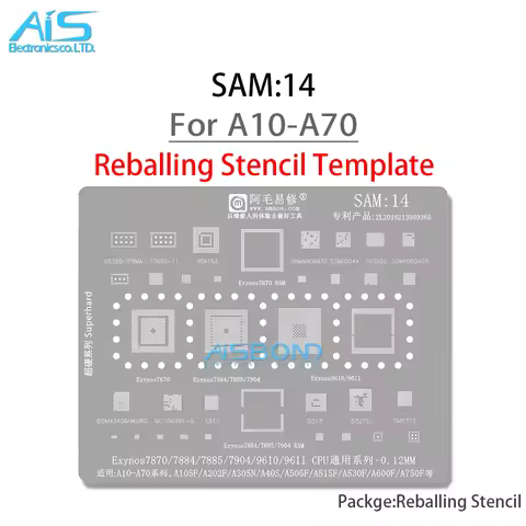 Amaoe SAM14 BGA Reballing Stencil For Exynos 7870 7884 7885 7904 9610 9611 CPU A10 A30 A50 A70 A105F