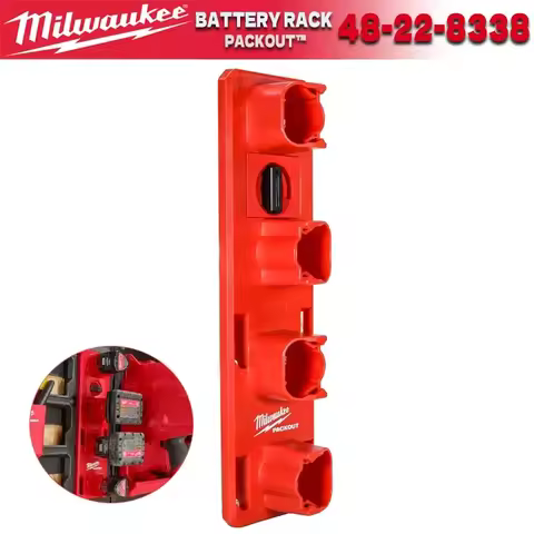 Milwaukee PACKOUT M12 Battery Rack Clamp Type Battery Storage Function Store Up To Four M12™ Batteri