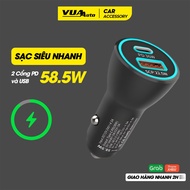 VuaAuto Type C 58,5W fast charger for cars and motorbikes, charging port supports USB PD 12V/24V, co