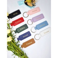 Personalised PU Keychain Customised Keychain Tag with Initials Names with Optional Gift Craft Box