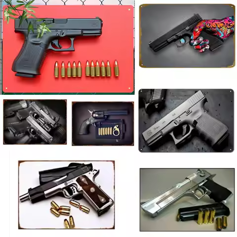 Metal Sign Firearm Inspired Wall Art Tactical Style Print Decor for Man Cave Gun Shop Workshop,Gun E