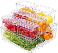 Moretoes 8pcs Refrigerator Organizer Bins, Mini Fridge Organizer, Fridge Organizer and Storage, 4 Sizes Fruit Container for Refrigerator with Lids, for Food Vegetable Drinks Kitchen