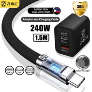 ZHIKE Charger for Android Type C Micro USB Game data Cable Fast Charging With Adapter GaN 240W