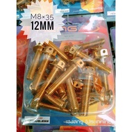 Original Heng M8x35 12mm gold bolts /pc