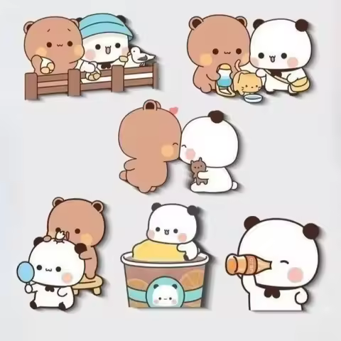 Kawaii Anime Bubu Dudu Fridge Magnets Panda Yier Refrigerator Magnets Sticker Home Decor Sticker Cre