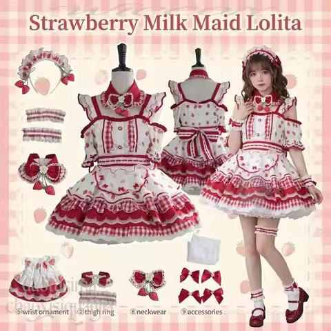 Gyaru Decora New Outfit Sweet Lolita Red White Lovely Cute Cake Dress Halloween Party Cosplay Anime 