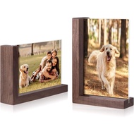 Mixoo 4x6 Picture Frames 2 Pack - Rustic Vintage Wooden Picture Frames 4x6 L-shape Wood Double Side 