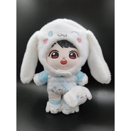 Bunny Xiao Zhan Plush Doll Cosplay in Sanrio Cinnamoroll Puppy Clothes Outfit Wang Yibo Stuffed Toy 