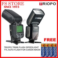 TRIOPO TR988 FLASH FOR CANON 3000D 1500D 200D 850D &amp; ALL SLR CAMERA FREE AA (4PCS) ALKALINE BATTERY